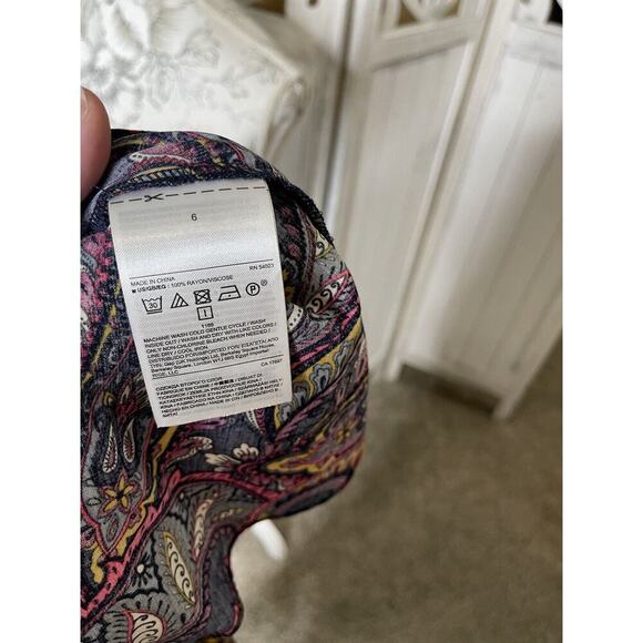 Banana Republic Blue Colorful Print Bell Sleeve Shirt Dress Size 6 Medium - Picture 5 of 8